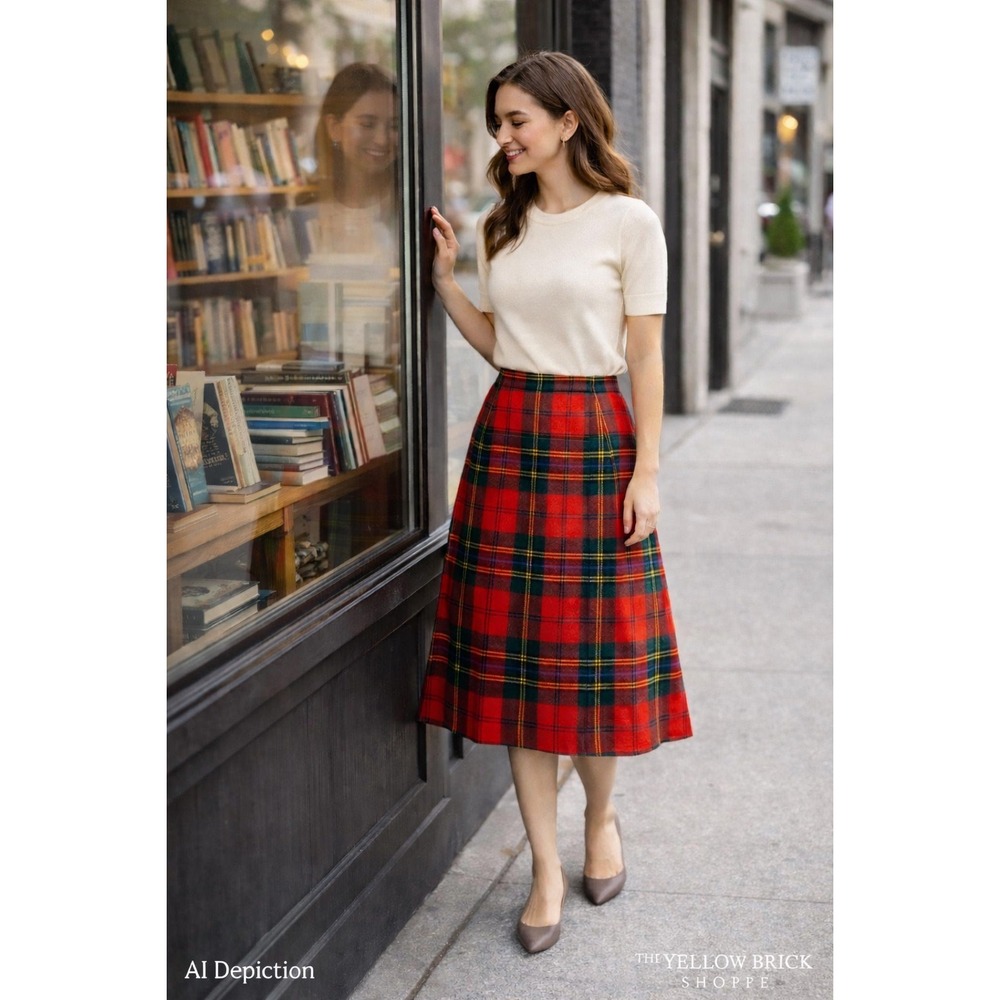Vintage Handmade Wool Plaid Skirt – Likely 1970s – A-Line – Size Small